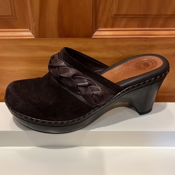 Nurture Suede Braided Leather Slip On Clog - Dark Brown - Women Size 9 - Picture 8 of 8